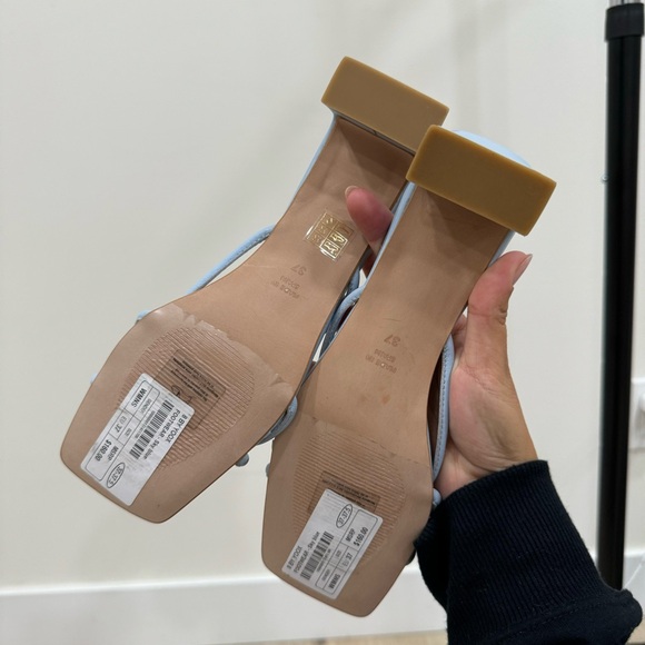 8 By Yoox Sky Blue Low Block Heels - Picture 6 of 7